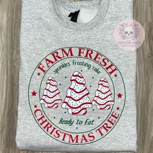 Gildan ash Gray Christmas Tree cakes Sweatshirt
